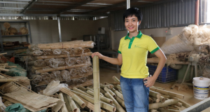 woman in bamboo workshop