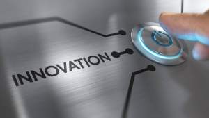 Image with the word 'innovation' and a glowing button